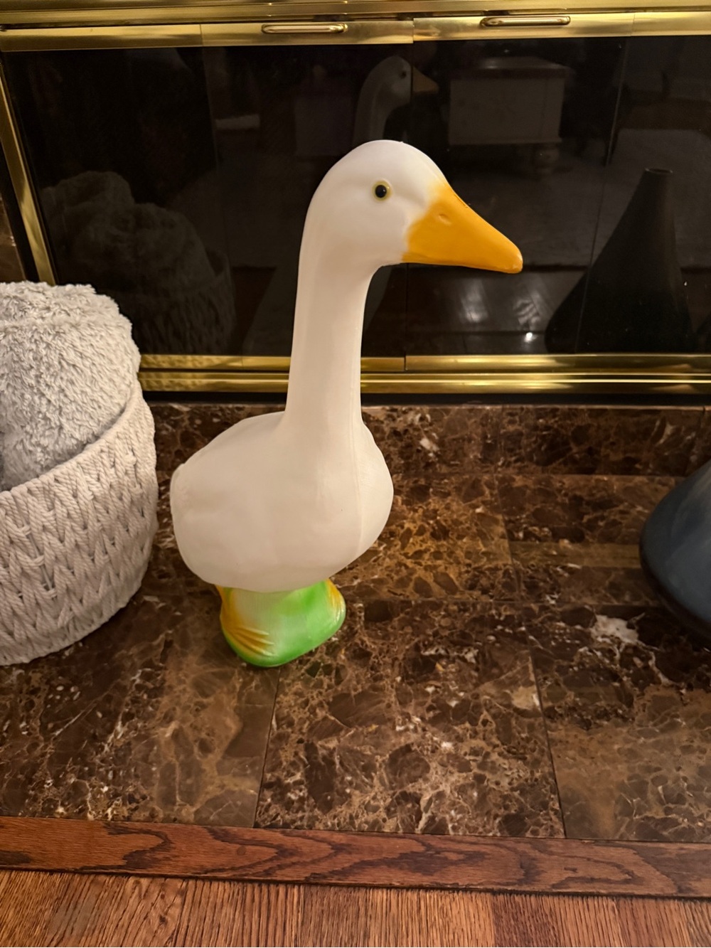 VTG 1987 Union Products Blow Mold White Goose In Grass Approx 24" Yard Art Decor